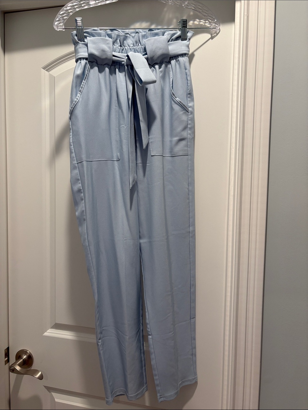 Powder Blue Paper Bag Pants